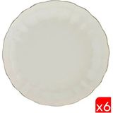 Kütahya Porselen Bone Luz Altın File Çukur Tabak 20CM 6 Lı - 20 cm