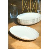 Kütahya Porselen Bone Luz Altın File Kayık Tabak 27x19 CM Bnlzf28ky20 6'lı