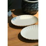 Kütahya Porselen Bone Luz Altın File Kayık Tabak 27X19CM BNLZF28KY20 2 Li - 27 x 19 cm