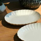 Kütahya Porselen Bone Luz Altın File Kayık Tabak 27x19cm BNLZF28KY20 2 li
