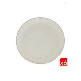 Kütahya Porselen Bone Luz Altın File Pasta Tabağı 21 CM - 6 Parça