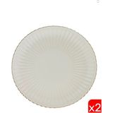 Kütahya Porselen Bone Luz Altın File Pasta Tabağı 21CM 2 Li - 21 cm