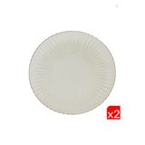 Kütahya Porselen Bone Luz Altın File Pasta Tabağı 21Cm 2 Li
