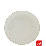 Kütahya Porselen Bone Luz Altın File Pasta Tabağı 21CM 6 Lı - 21 cm