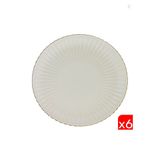 Kütahya Porselen Bone Luz Altın File Pasta Tabağı 21cm 6 lı