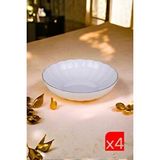 Kütahya Porselen Bone Luz Altın Yaldzlı Bowl Kase 25x6cm 2000ml 4 Lü Bnlzf25ks00 Krem