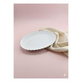 Kütahya Porselen Bone Luz Form 27 Cm Kayık Tabak (Amblemli) KREM 27 cm