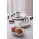 Kütahya Porselen Bone Luz Form Oval Kase Altın File 6 Parça 15 CM Bnlzf15okss220