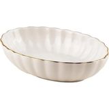 Kütahya Porselen Bone Luz Form Oval Kayık Tabak Altın File 15CM Tekli - 15 cm