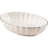 Kütahya Porselen Bone Luz Form Oval Kayık Tabak Platin File 15CM Tekli - 15 cm