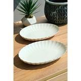 Kütahya Porselen Bone Luz Platin File Kayık Tabak 27x19cm Bnlzf28ky220 2 Li Krem