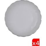 Kütahya Porselen Bone Luz Platin Fileli Çukur Tabak 20CM 4 Lü - 20 cm