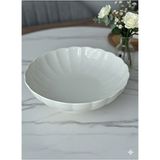 Kütahya Porselen Bone Luz Serisi 25 cm Krem Yuvarlak Salata Kasesi Modern Desen Tekli Porselen - 25 x 25