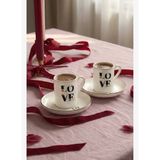 Kütahya Porselen Bone Pink Love 4 Parça 2 Kişilik Kahve Takımı