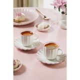 Kütahya Porselen Bone Rosy 4 Parça 2 Kişilik Kahve Takımı - Pembe