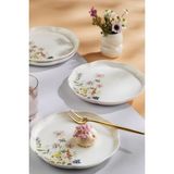 Kütahya Porselen Bone Velora 4 Parça 20 Cm Pasta Tabağı Çiçekli