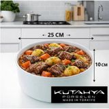 Kütahya Porselen Derin Fırın Kabı Kek Pasta Yemek ve Servis Kasesi 25 cm - 10 cm (Büyük Boy) Güveç Fırınkabı25