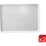 Kütahya Porselen Dikdörtgen Tabak 18X13CM Kırık Beyaz 2 Li TAN18X13DU00 - 18 x 13 cm