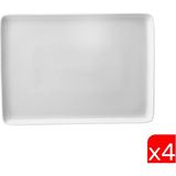 Kütahya Porselen Dikdörtgen Tabak 18X13CM Kırık Beyaz 4 Lü TAN18X13DU00 - 18 x 13 cm
