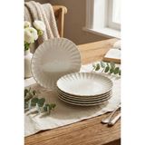 Kütahya Porselen Luz 21 cm Yuvarlak Pasta Tabağı 6 Parça Bulaşık Makinesinde Yıkanabilir Şık Desen