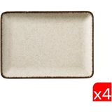 Kütahya Porselen Moderna Dikdörtgen Tabak Tarçın 4 Parça 18X13CM TAN18X13DUS2730P02 - 18 x 13 cm