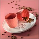 Kütahya Porselen Pembe Favo 2'li Espresso Kahve Seti