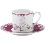 Kütahya Porselen Rüya 6 Kişilik 12 Parça Kahve Fincan Takımı RU12KT4309743 - Beyaz - Fuşya