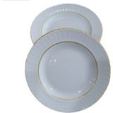 Kütahya Porselen Sedef Yaldızlı Yemek Tabağı 21 cm 6'lı Çukur Tabak Yuvarlak Desenli
