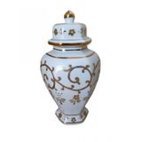 Kütahya Porselen Sır Küpü Beyaz Altın Renk 22 cm Vazo