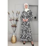 Kutay Collection Mevsimlik Siyah Şal Desenli Tesettür, Namaz Elbisesi, Namaz Kıyafeti