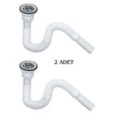 Kutayapı Körüklü Lavabo Sifonu Lavabo Altı Hortumu Lavabo Gider Borusu 45-134 Cm 2 ADET