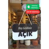 Kutaydan 3 Katlı Modern Açık/kapalı Tabelası - Rebap Ahşap - Siyah