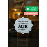 Kutaydan Ahşap Dekoratif Kesim Açık-Kapalı Yazısı - Beyaz