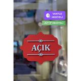Kutaydan Ahşap Dekoratif Kesim Açık-Kapalı Yazısı - Kırmızı