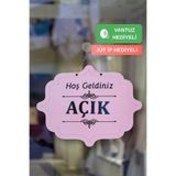 Kutaydan Ahşap Dekoratif Kesim Açık-Kapalı Yazısı - Pembe