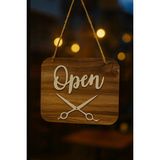 Kutaydan Ahşap Dekoratif Kesim Open-Closed Yazılı Tabela - Çok Renkli