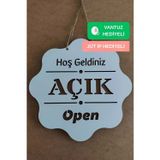 Kutaydan Ahşap Dekoratif Kesim Üç Katlı Açık-Kapalı Yazısı