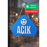 Kutaydan Ahşap Lazer Kesim Emoji Figürlü Açık-Kapalı Tabelası - Saks