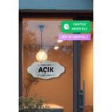 Kutaydan Dekoratif Açık-Kapalı Tabelası – Jüt Ip ve Vantuz Hediyeli - Akçaağaç - Ahşap