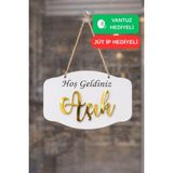 Kutaydan Gold Pleksi Detaylı 3D Ahşap Açık-Kapalı Tabelası - Beyaz