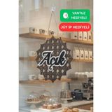 Kutaydan Hazeran Günebakan Desenli 5d Modern Açık/kapalı Tabelası - Rebap Ahşap - Siyah