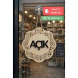 Kutaydan Hazeran Rattan Desenli Modern Açık/kapalı Tabelası - Akçaağaç - Ahşap