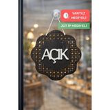 Kutaydan Hazeran Rattan Desenli Modern Açık/kapalı Tabelası - Rebap Ahşap - Siyah