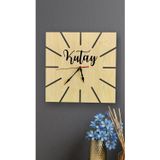 Kutaydan Kare Kenar Kesimli İsimli Lazer Kesim Mdf Ahşap Duvar Saati