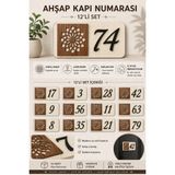 Kutaydan Kişiye Özel 12’li Modern Ahşap Kapı Numarası Seti | 3 mm Mdf Lazer Kesim - Ceviz
