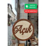 Kutaydan Üç Katlı El Yazılı Modern Açık/kapalı Tabelası - Akçaağaç-Ceviz - Ahşap