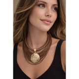 Kutcha Accessories Kahverengi Çoklu Deri Ip Kolye - Şık Ve Modern Tasarım, Trendy Takı