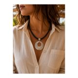 Kutcha Accessories Liora Silver Bohem Deri Kolye