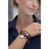Kutcha Accessories Şans Getiren Nazar Boncuklu Gümüş Fil Figürlü Deri Bileklik