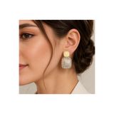 Kutcha Accessories Sedef Mermer Desenli İnci Detaylı Küpe